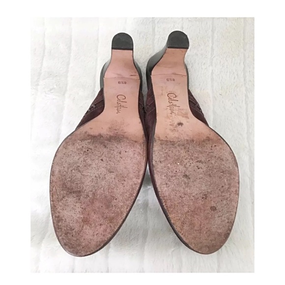 Cole Haan Chocolate Brown Suede Heeled Mules – Size 8.5 B - Picture 7 of 8